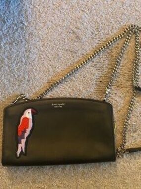 (Never used) Kate Spade Embroidered Parrot Clutch With Removable Strap